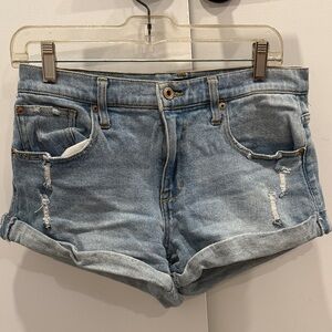 Fashion Nova Light Blue Distressed Jean Shorts